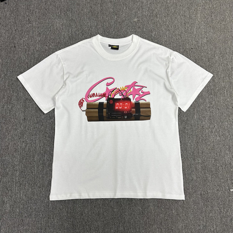 Corteiz Bomb Print Qısaqol Futbolka, Uniseks Strit Stil