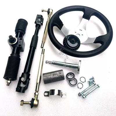 Aluminum Profile Four-Wheel Electric Motorcycle Go-Kart Accessories Aluminum Steering Gear Steering Wheel Universal Joint Pull Rod (Motorcycle frame) - 32cm15-circle-telescopic-33cm-universal-joint