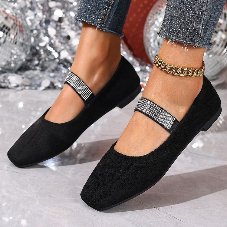 Foreign trade cross-border flat shoes, 2026 spring and autumn new model, one-strap buckle suede shallow slip-on shoes for women