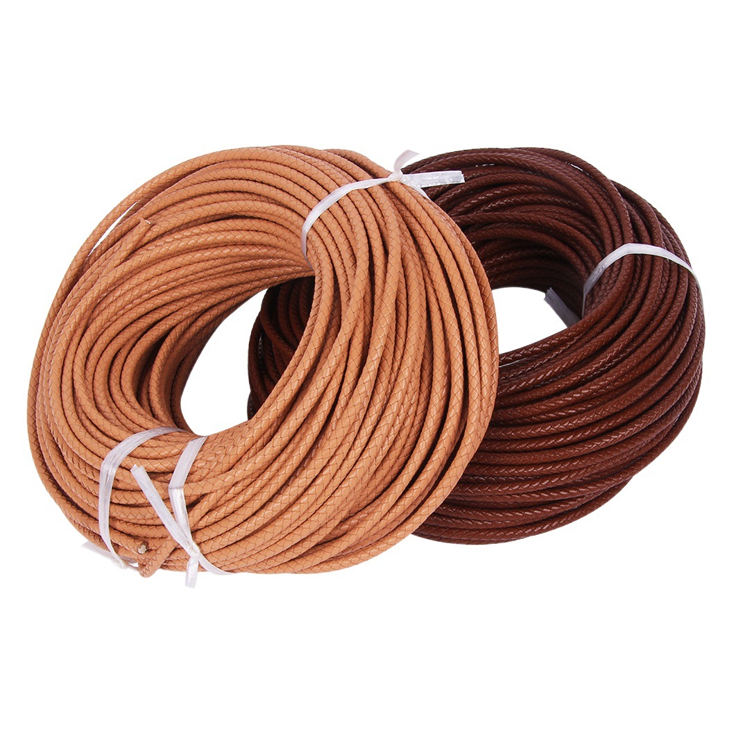 Pulsera de cuerda de cuero de vaca de primera capa cuerda de cuero Zhou Sheng mismo estilo cuerda de cuero tejida adecuada para Zhou Sheng cuentas de la suerte accesorios de joyería de oro duro