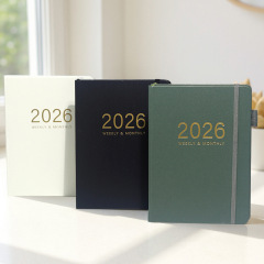 2026 Amazon スケジュール帳 デイリープランナー クロスボーダー 英語 ハードカバー カスタマイズされたストラップ付きノートブック
