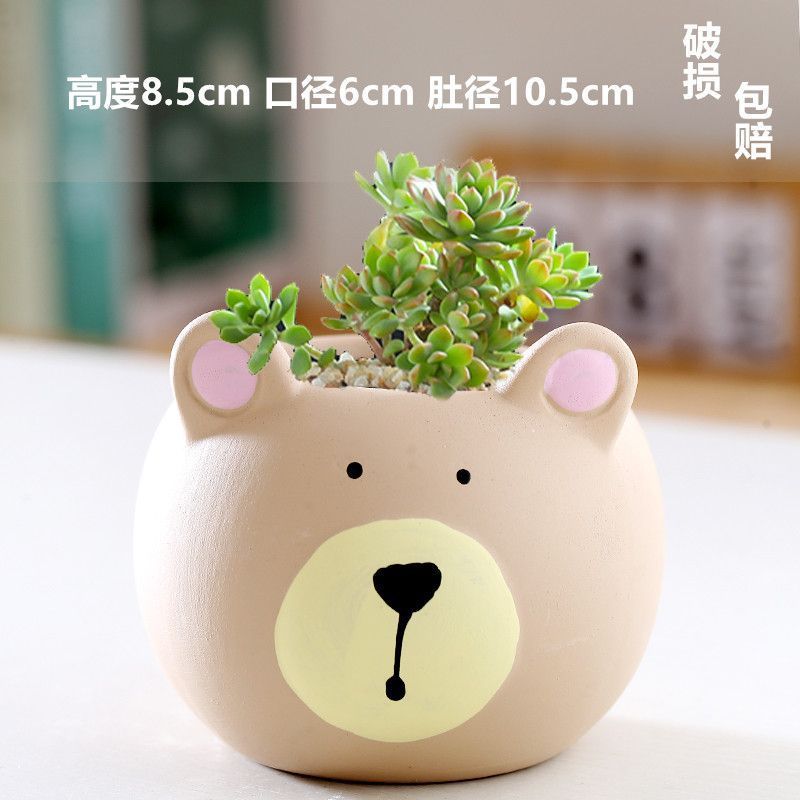 Macetas de cerámica para suculentas con diseño de animales de dibujos animados, pequeño tamaño, para estante de flores en casa, suministro al por mayor