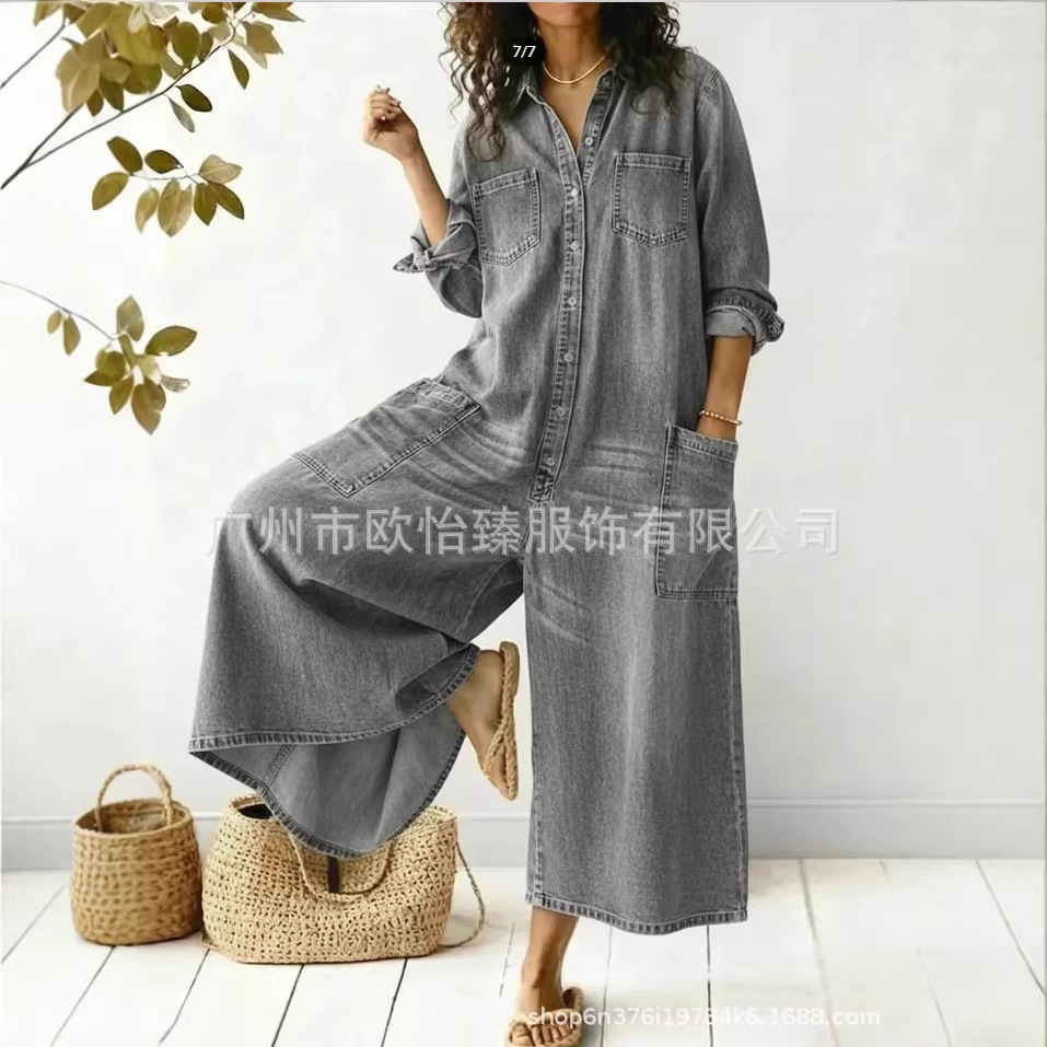 Estación independiente de Europa y América Amazon AliExpress 2026 primavera y verano de la nueva mujer jeans casuales de bolsillo delantero junk