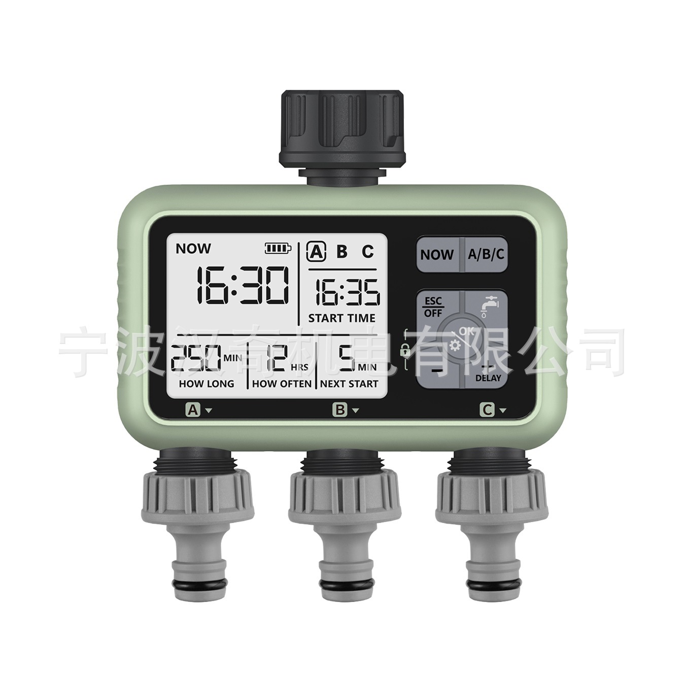 Programador de riego automático de jardín, pantalla grande, control de tres válvulas, riego inteligente para exteriores