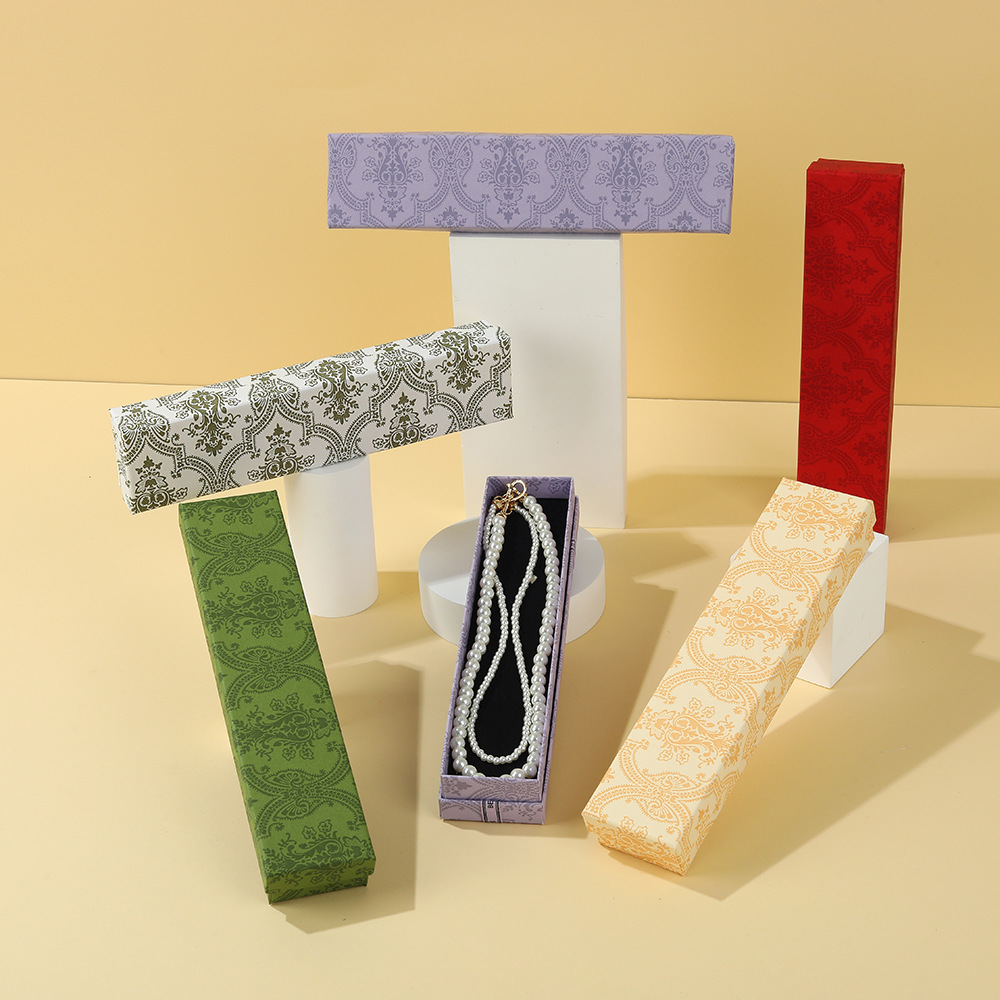 Cross-Border Long Jewelry Packaging Box, Bow Ribbon Necklace Box, Watch Box, Gift Packaging Box, Jewelry Storage Box