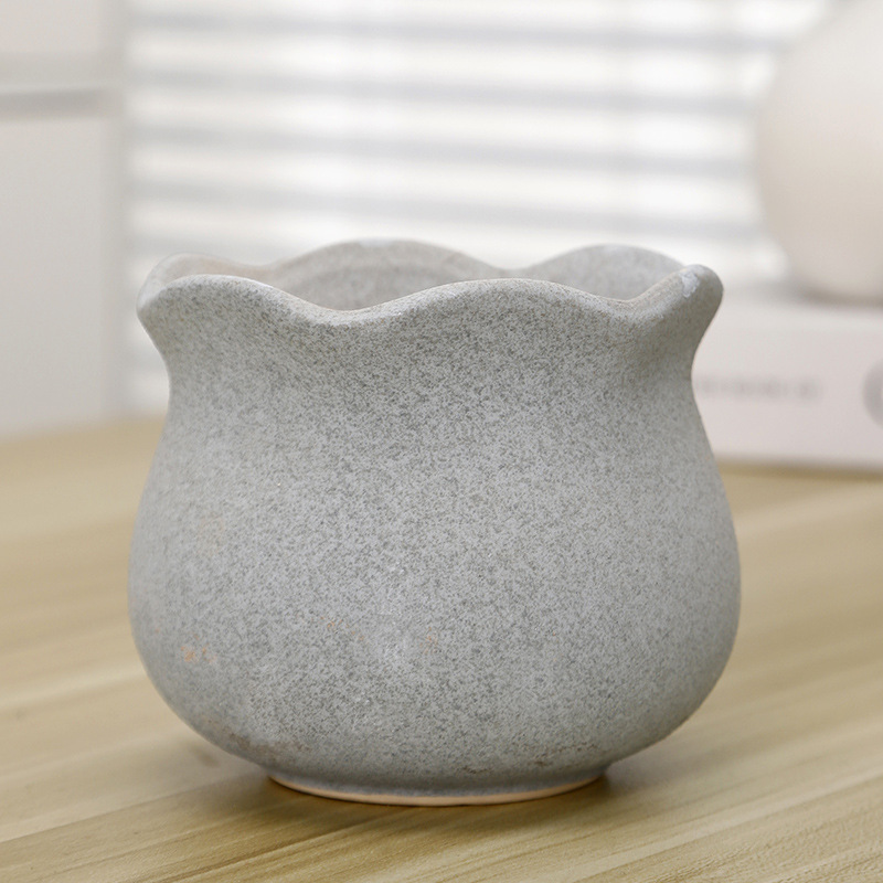 Cerámica de gres planta suculenta maceta escritorio creativo sala de estar decoración olla cerámica transpirable planta verde planta olla al por mayor