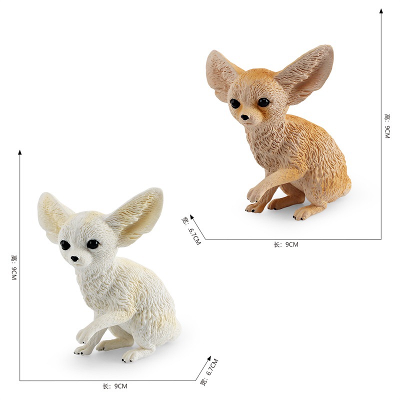 Modelo animal de bosque de simulación transfronteriza oreja grande zorro aurícula zorro desierto zorro estática decoración de escritorio juguete