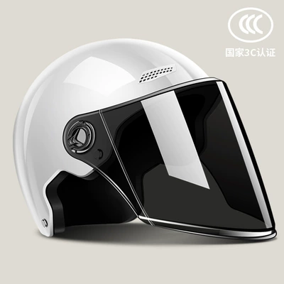 Motosiklet kaskı (dəbilqə) — High-Definition Half Helmet - moon-white-sunscreen-long-mirror-lightweight-and-breathable-all-yards