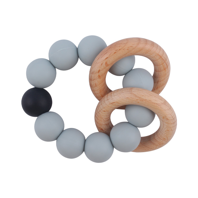 Nuevo bebé haya anillo mordedor pulsera creativa bebé silicona contraste color mordedura molar juguete
