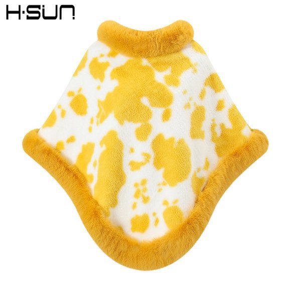 Capa tipo chal de otoño e invierno 2026, nueva bufanda de piel sintética de conejo, abrigo de punto para mujer, prenda exterior holgada y versátil. image 63