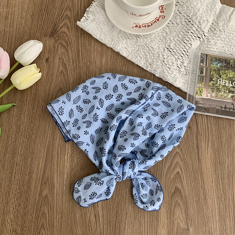 55 pañuelo japonés de algodón y lino, bufanda de seda floral de todo fósforo de verano y otoño, bufanda cuadrada pequeña con cuello, bufanda decorativa fresca fina para mujer