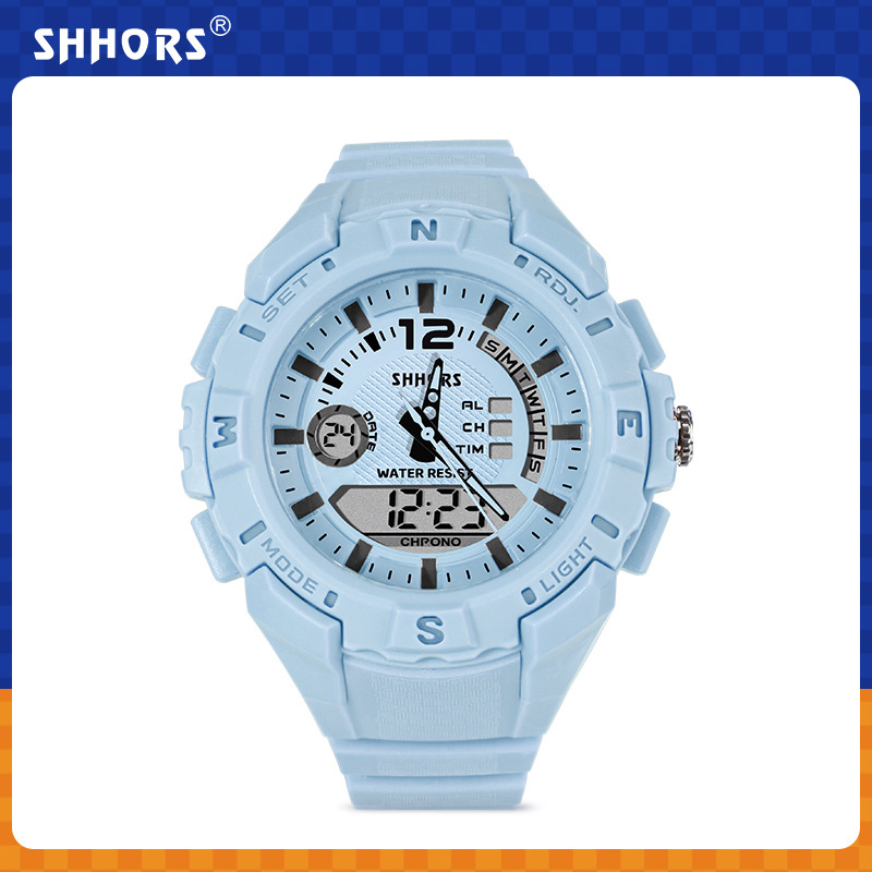 圣猴时SHHORS 双显时尚新潮运动风防震夜光男女青少年学生电子表