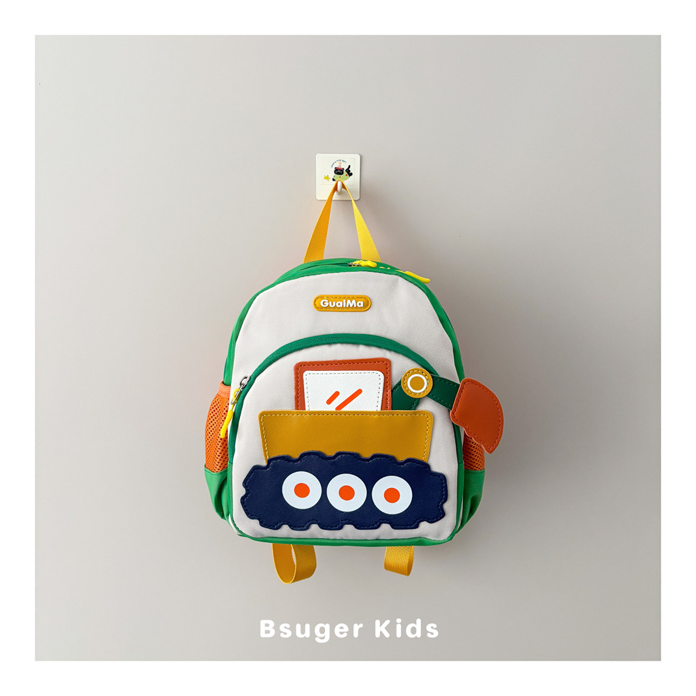 Ins-Style Color-Blocking Children's Backpack Kindergarten Boys' School Bag Lightweight Cartoon Excavator Baby Backpack