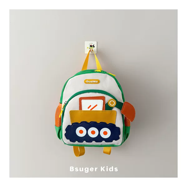 Ins-Style Color-Blocking Children's Backpack Kindergarten Boys' School Bag Lightweight Cartoon Excavator Baby Backpack