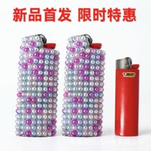 比克J6打火机套创意火机壳批发定制大颗粒珍珠锁精环男用小鸟笼延