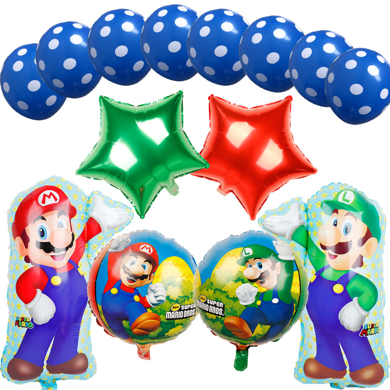Transfronterizo Mario modelado de globos de aluminio Mario tema juego de cumpleaños diseño de juguete decoración del partido papel de aluminio