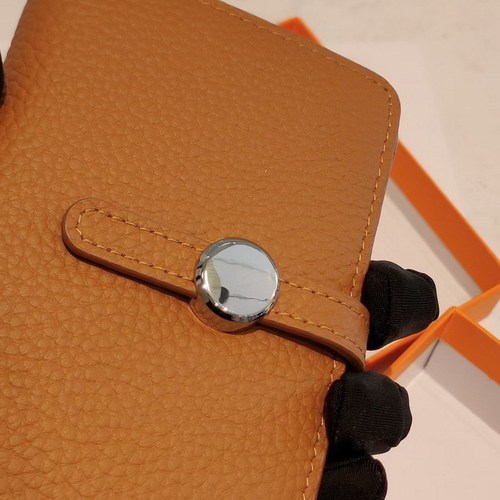 Factory direct sales  new h medium length first layer cowhide lychee pattern wallet round buckle drawstring wallet for women