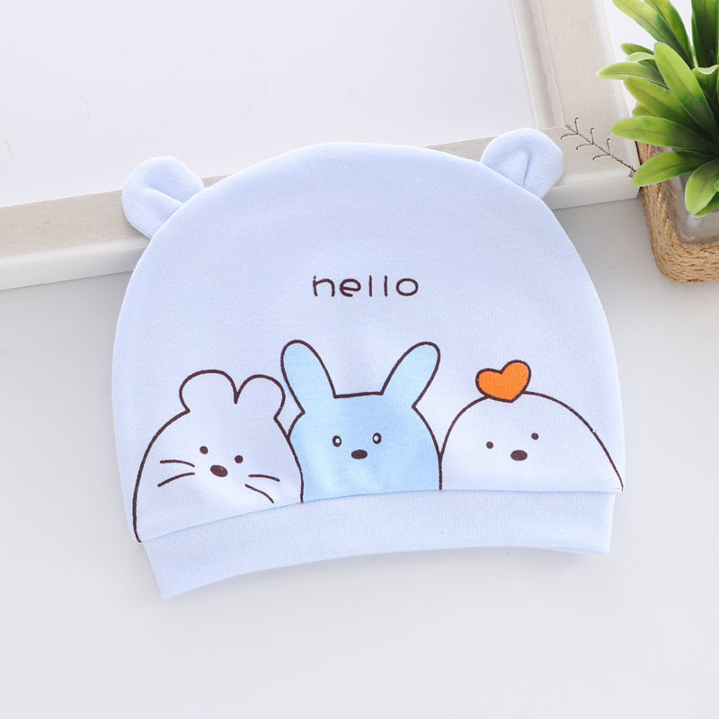 0--1 Sombrero de bebé recién nacido primavera y otoño algodón peinado para bebés de dibujos animados para hombres y mujeres cuatro estaciones sombrero de neumáticos a prueba de viento sombrero de puerta de goma