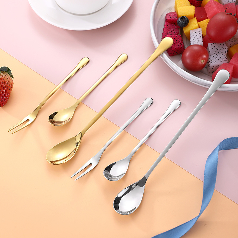 304 stainless steel spoon ice cream dessert coffee seasoning honey long handle mixing spoon fruit fork printable logo 304 stainless steel spoon ice cream dessert coffee seasoning honey long handle mixing spoon fruit fork printable logo