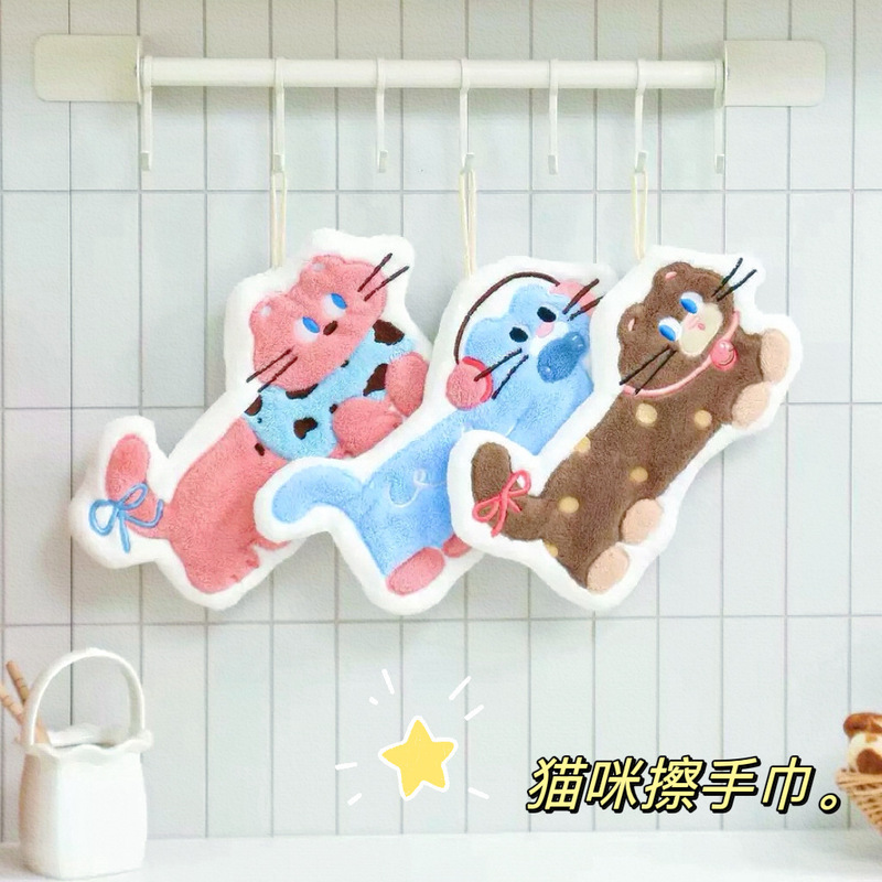 Cat Hand Towel Factory Wholesale Absorbent Easy-Drying Hand Towel Coral Velvet Soft Hanging Children's Small Towel Cat Hand Towel Factory Wholesale Absorbent Easy-Drying Hand Towel Coral Velvet Soft Hanging Children's Small Towel
