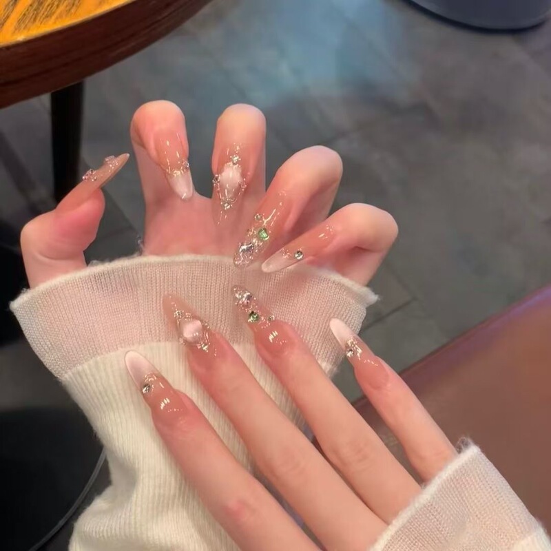 [Fenghua Manor] Spring and Summer Fine Glitter Gradient Mini Colored Diamonds, Versatile and Whitening, Pure Handmade Manicure and Wearable Nails