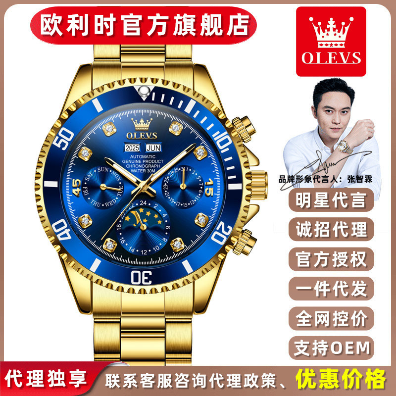 2025 Oulisi New Perpetual Calendar Fully Automatic Mechanical Watch with Luminous Waterproof Classic Diver's Watch for Men