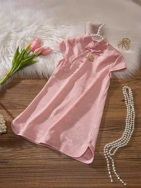 2026 New Summer Style Girls' Cheongsam Dress, Kidsren's National Style Improved Cheongsam Dress, Little Girl Princess Dress
