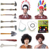 Savage prop party decorate cosplay Headdress Indiana Feather colour Chiefs Indigenous people Feather Necklace