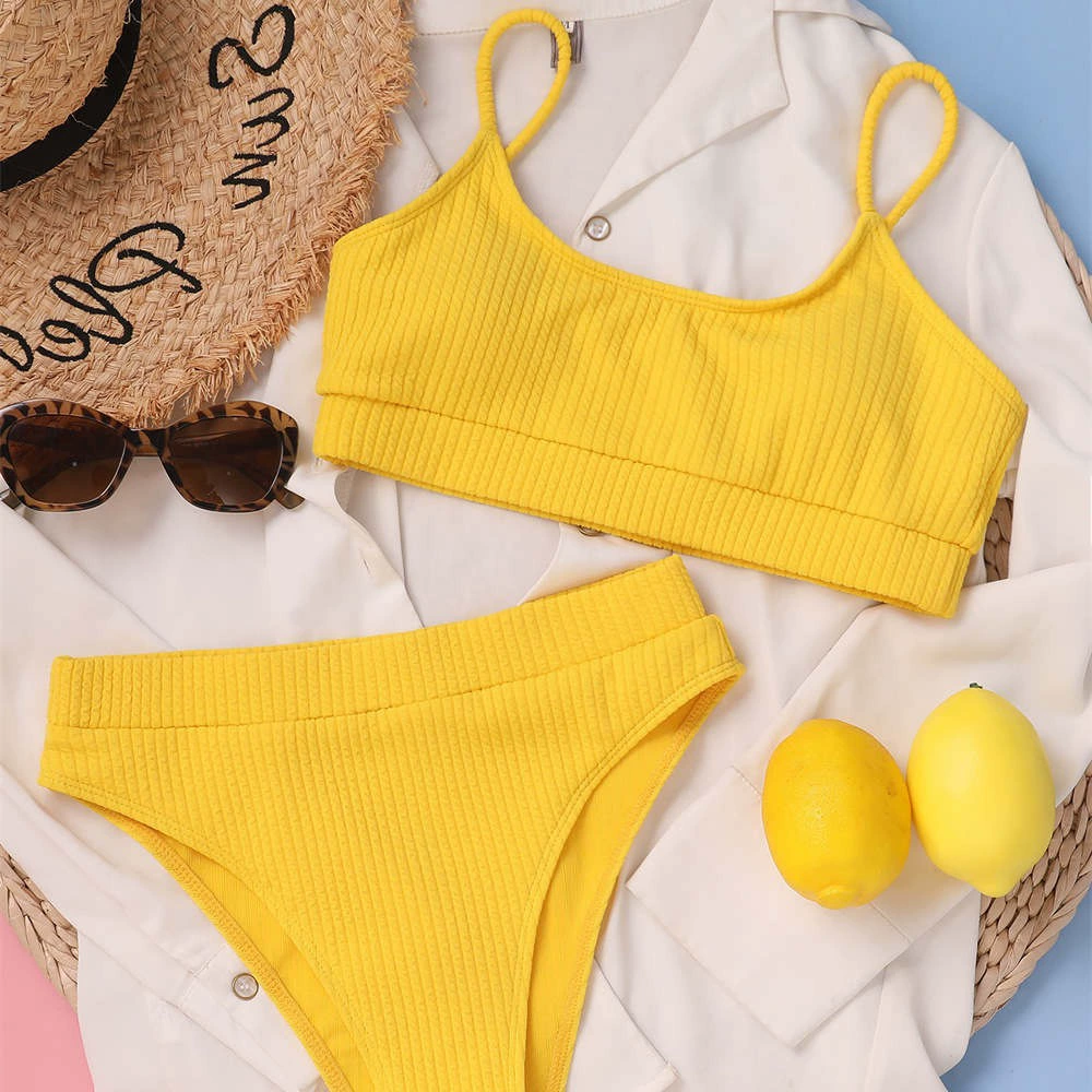 Split sexy beach swimwear for swimming, for import, European style, high waist