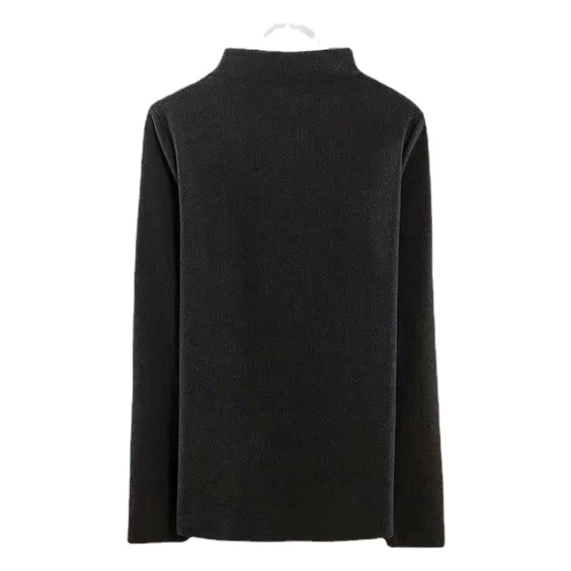 Катионная Базовая рубашка, женская осенняя одежда с полувысоким воротником, бархатная САМОНАГРЕВАЮЩАЯСЯ Двусторонняя шлифовка, высокоэластичная теплая одежда с длинными рукавами, осень и зима