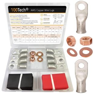 0 Gauge Anello Terminale Oro Confezione Da 100 Confezione 1/0 AWG - Foto 3