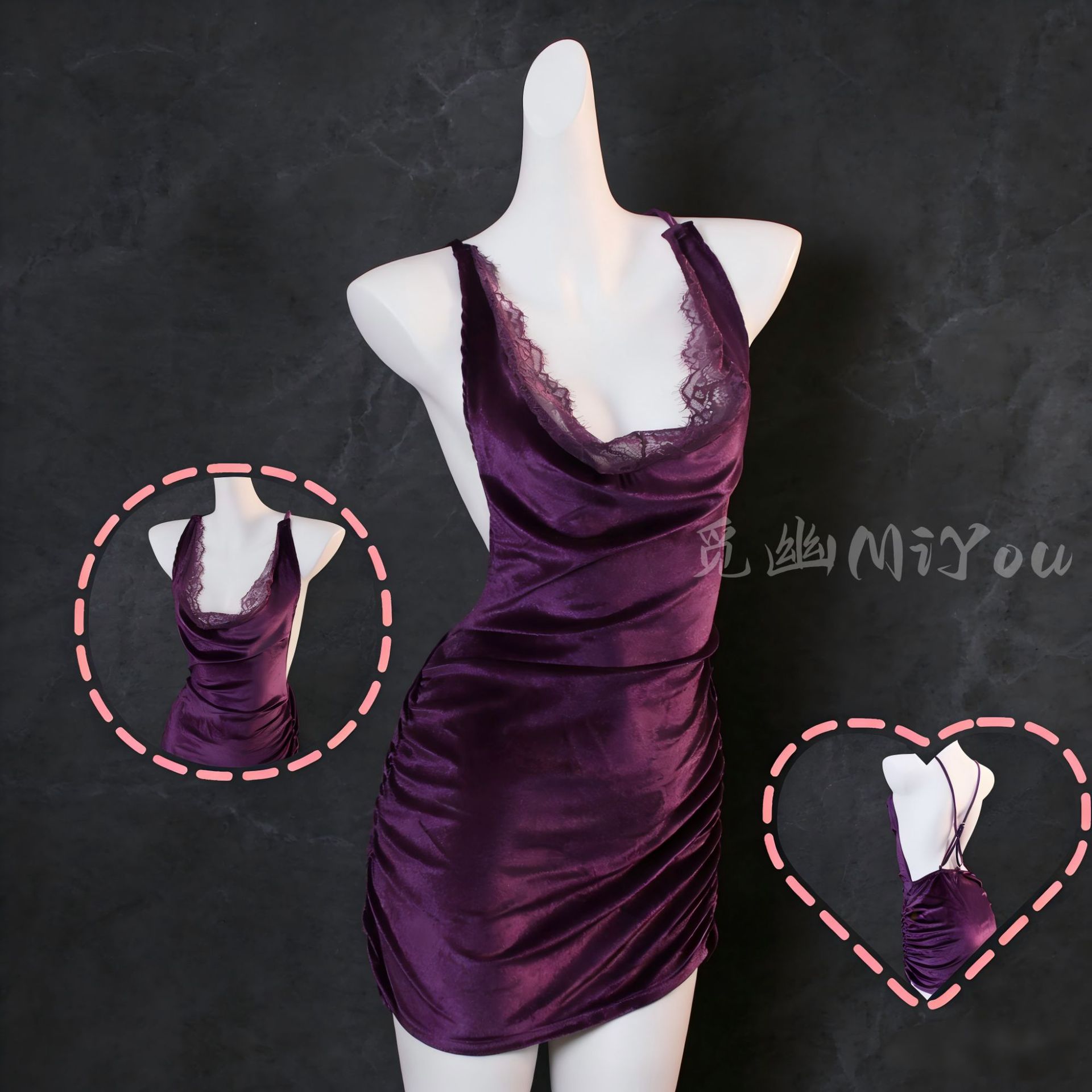 Miyou sexy sexy lace hip skirt uniform pure lust temptation swing collar pajamas nightgown qqny female Y8107