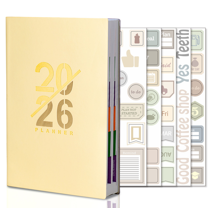 亚马逊2026日程本一日一页A5周计划本烫金自律打卡本工作效率手册|undefined