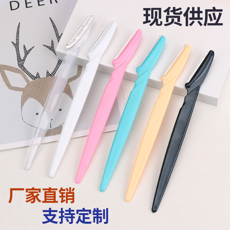 Principiante mango recto macro ceja trimmer seguridad principiante hembra raspador de cejas herramienta de belleza portátil afeitadora de cejas