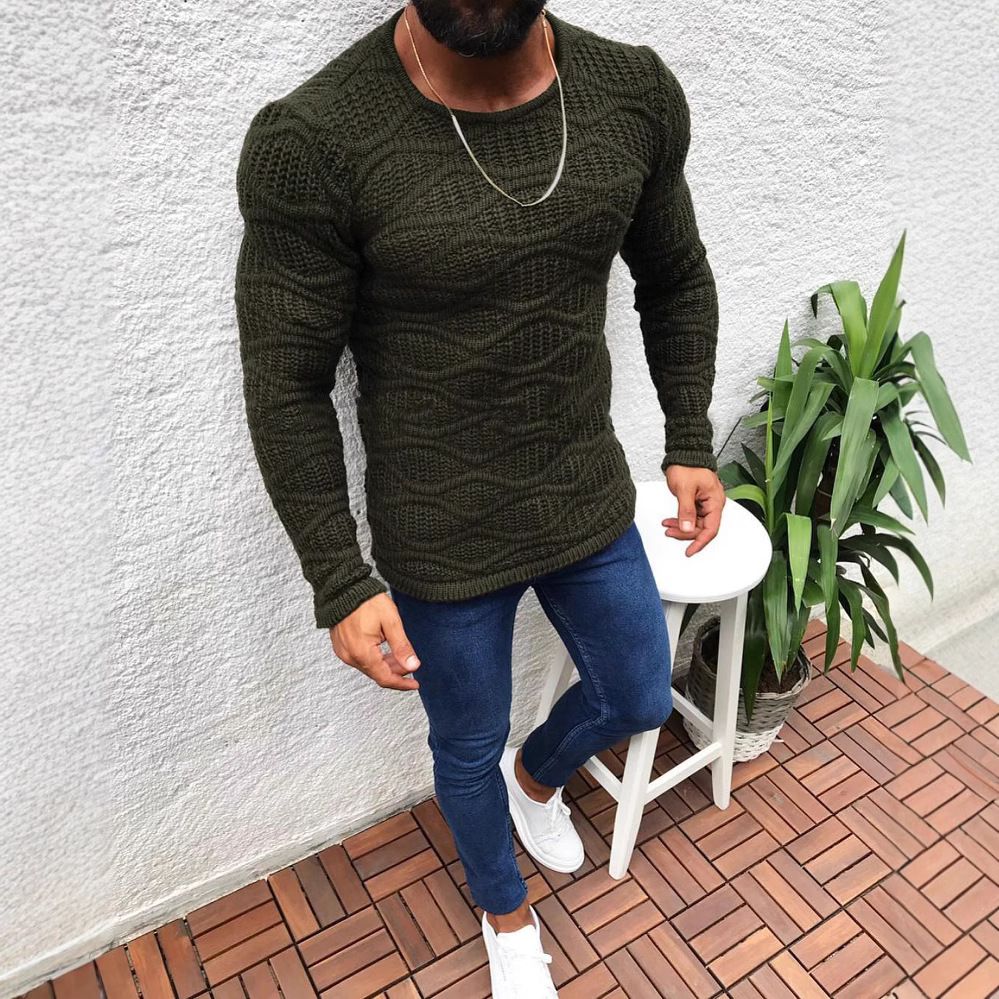 Maglione girocollo a maniche lunghe slim fit autunno inverno 2025 da uomo_voghion.com