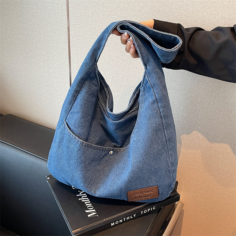 Cross-border denim bag women's large capacity 2024 new autumn and winter casual one-shoulder shopping bag high-end toy bag