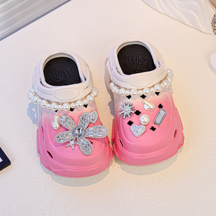 Summer New Pearl Chain Clogs, Cute and Versatile, Parent-Child Slippers for Boys and Girls, Soft-Soled Non-Slip Toe-Cap Sandals