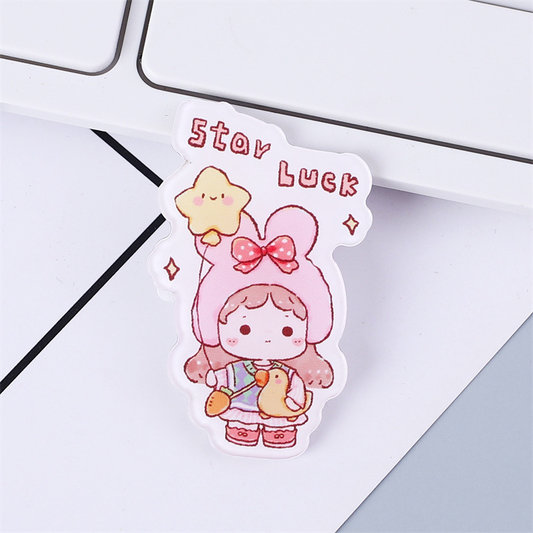 落書き風船女の子アクリルブローチクリエイティブ漫画かわいいバッジ装飾バッグパッチストラップ小物|undefined