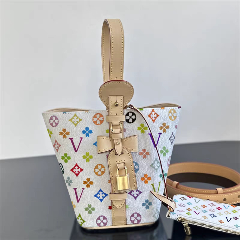L$V ラージサイズ alIin bb オールドフラワーロック ポータブル シングルルーム クロスボディバッグ L バケットバッグ オリジナル レディースバッグ|undefined