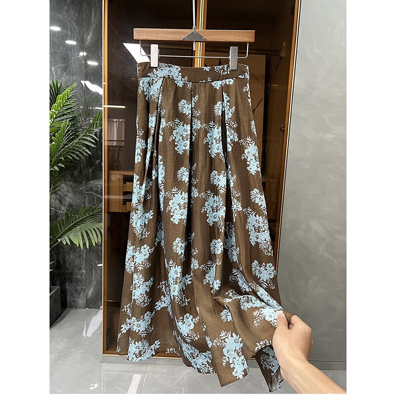 Highly Recommended! Breathable and Comfortable! Printed Tencel Large Hem Skirt for Women K686~Js