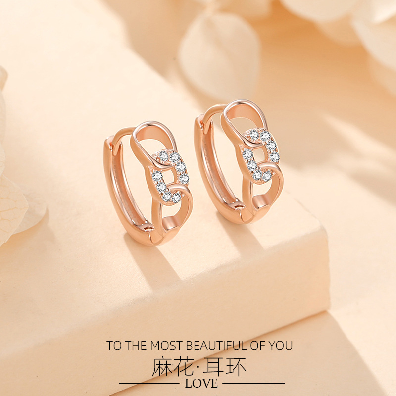 Pendientes de plata en forma de giro S925 pendientes de círculo geométrico de estilo coreano de las mujeres nichos de diamantes pendientes de joyería al por mayor