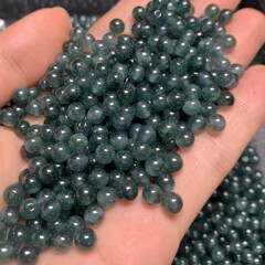5mm氷青緑水危険材料翡翠散珠卸売り天然散珠半製品丸珠アクセサリー