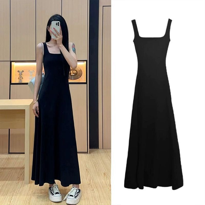 Modal Fabric Slimming Camisole Dress, New Black Tank Dress, Slimming and Elegant Long Base Dress Modal Fabric Slimming Camisole Dress, New Black Tank Dress, Slimming and Elegant Long Base Dress