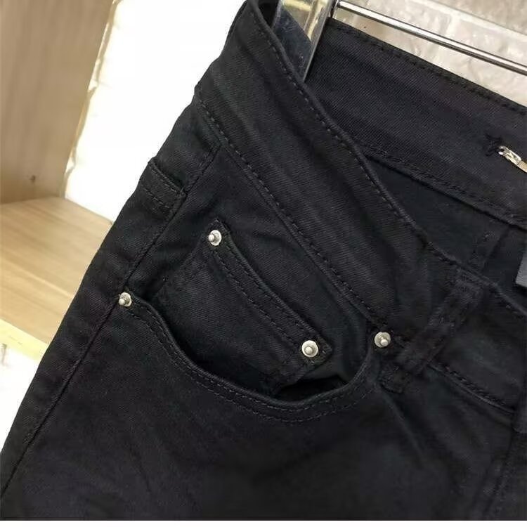 New Casual High Street Ripped Jeans Unisex Rhinestone Slim Straight Pants Spring Autumn Mid-Waist Regular_mkmklike.com