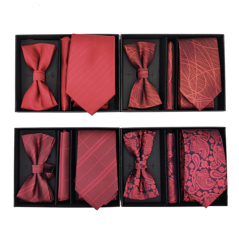Bridegroom wedding tie bow tie square gift box three-piece men's formal business dress accessories suit