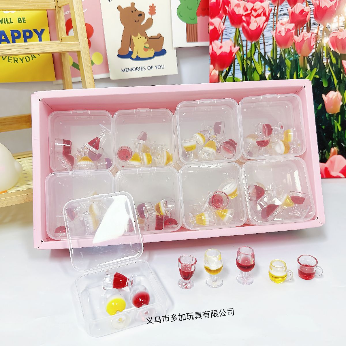 B pequeña taza de vino tinto de juego de comida taza de cerveza de barril de simulación de resina pequeña botella de vino de bricolaje accesorios de la caja del teléfono móvil micro paisaje al por mayor