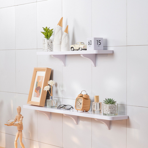 Bathroom storage rack one-word shelf punch-free plastic laminate bathroom storage rack TV background wall storage rack