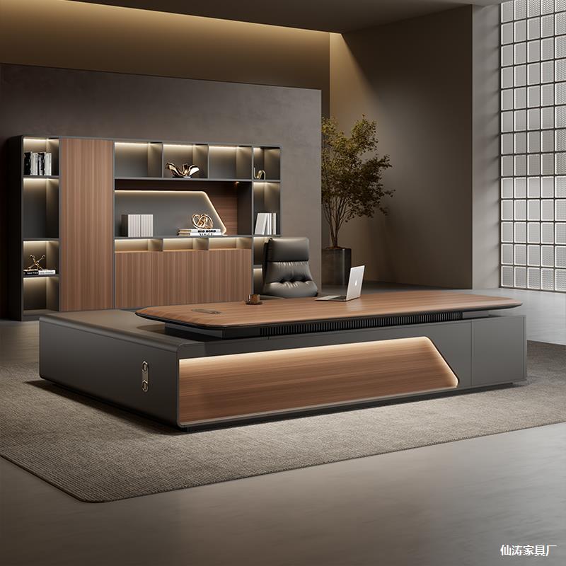 High-End President Desk Office Desk Boss Desk Simple Modern Light Luxury Director Executive Desk Office Desk and Chair Combination