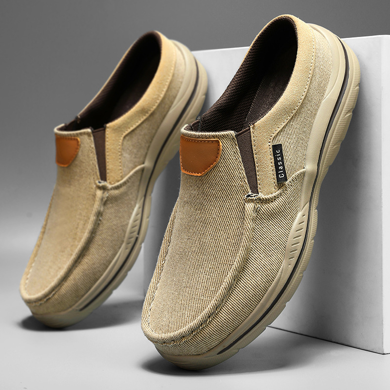 2025 nuevos zapatos de tamaño grande transfronterizos para hombres convenientes zapatos de lona casuales ultraligeros con suela gruesa cómodos zapatos transpirables