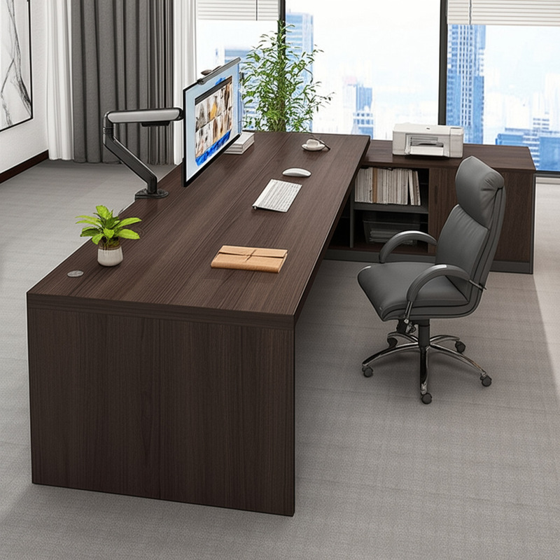 Office Desk, Boss Desk, Single Staff Workstation, Simple Office Desk and Chair Set, Multi-Purpose Desktop Computer Desk